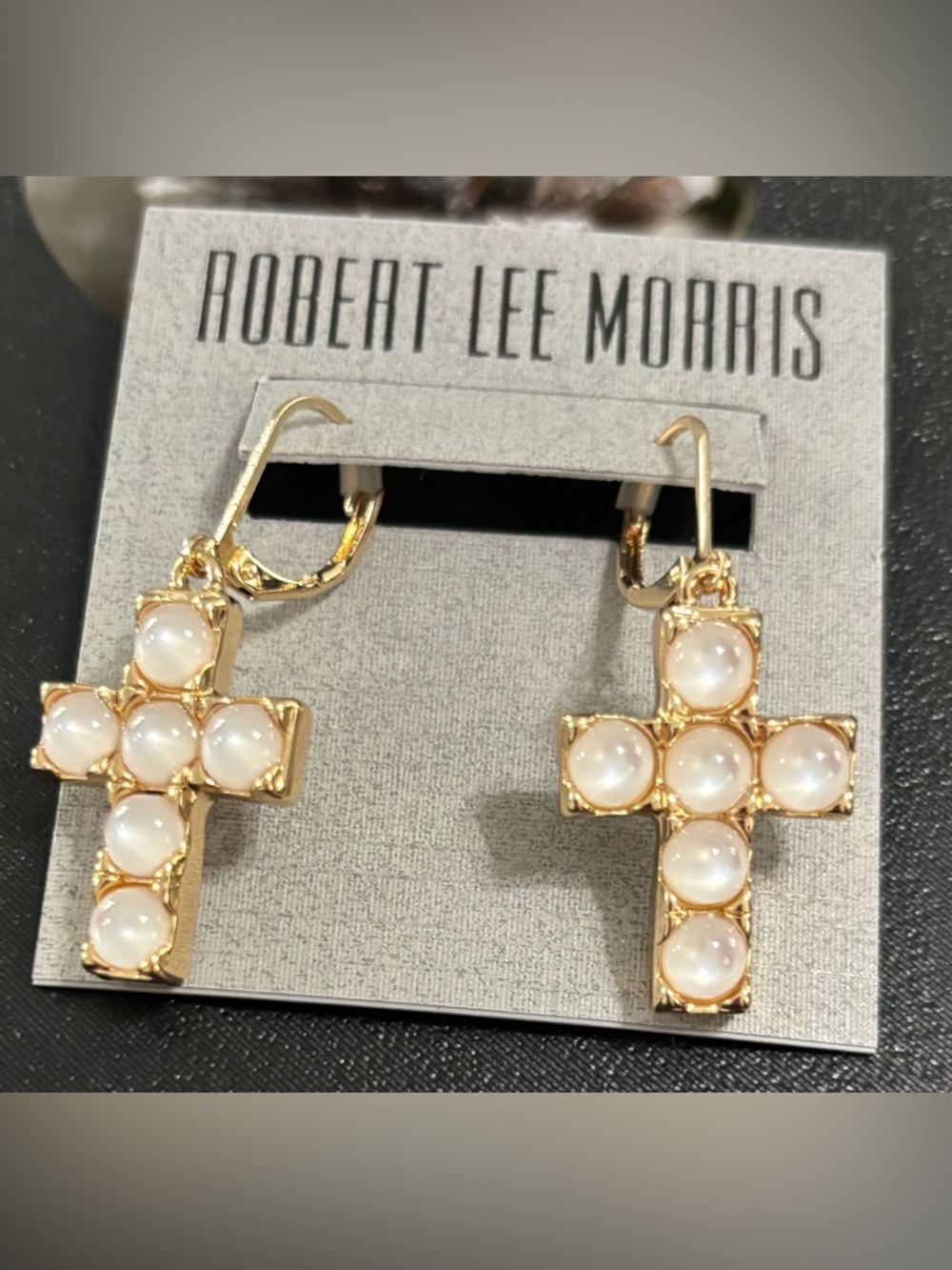 Robert Lee Morris Mother of Pearl Cross Earrings - Picture 5 of 7